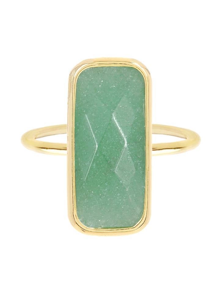 Anello rettangolare in avventurina verde - GF per la vendita all'ingrosso da parte di Zoey Simmons
