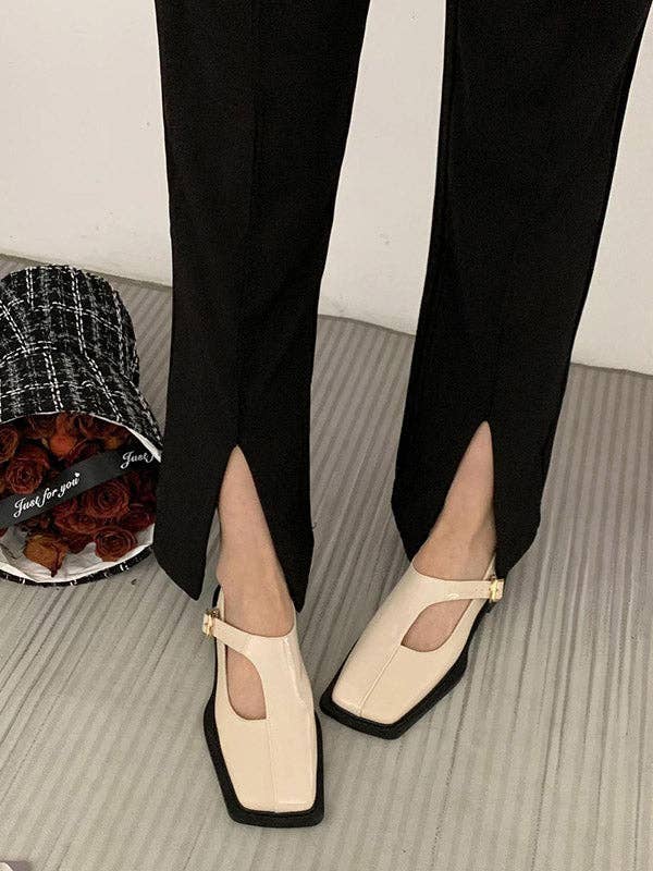 Mirazshoes WholeSale - Vendita all'ingrosso Ballerine - Donna - Mocassini bassi con punta quadrata e snodo cavo con fibbia4