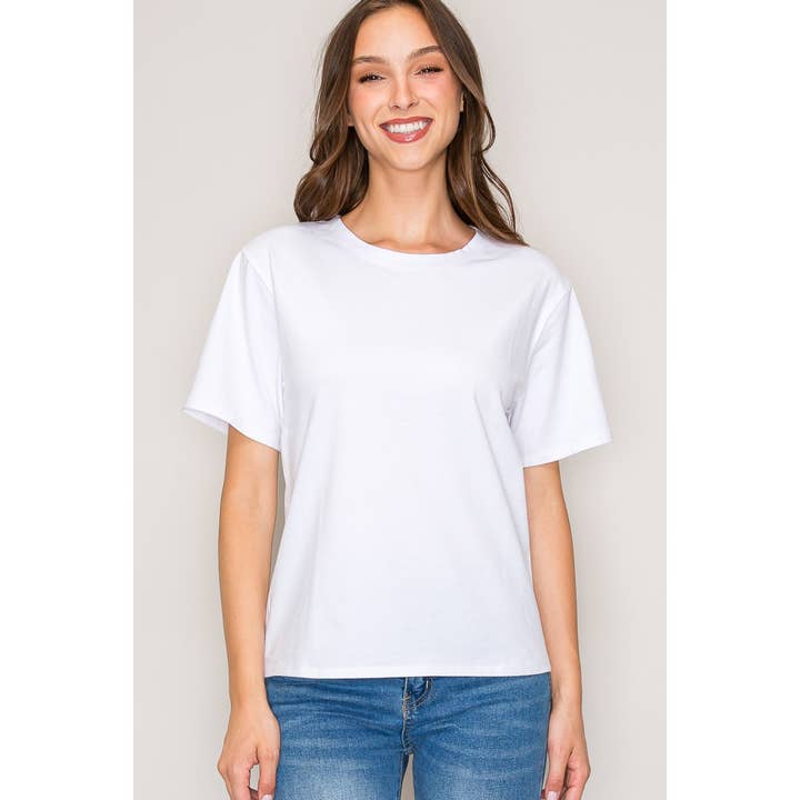 Crew Neck Short Sleeve Cotton Boyfriend Boxy Tee for wholesale by Popular 21