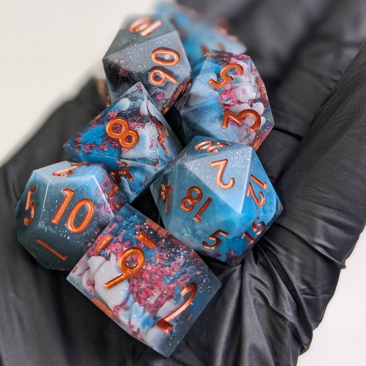 Tranquil Blossom - 7 Piece Luxury D&D Dice Set for wholesale by EBONWOOD