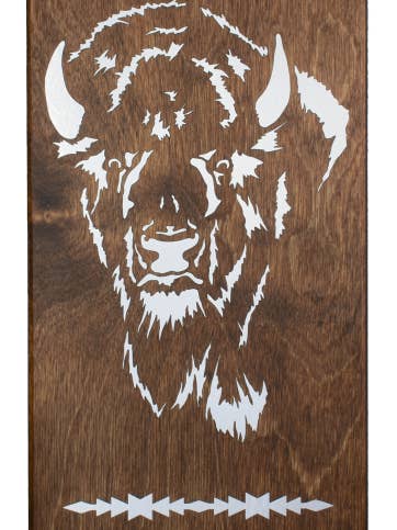 Bison Wall Plaque m/Sølv Folie Accent for engroshandel hos Woodcutts Inc.