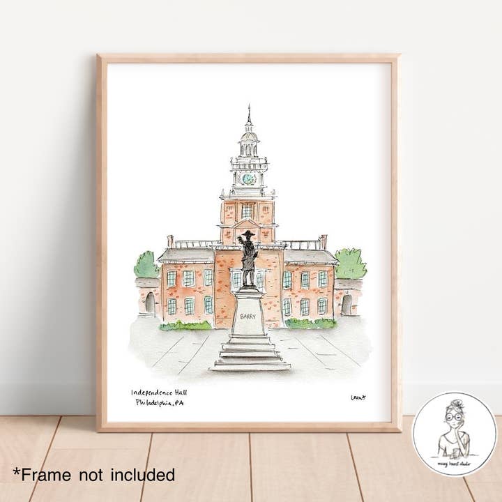 Filadelfia, Pensilvania - Salón de la Independencia. Impresión artística para venta al por mayor de Messy Heart Studio