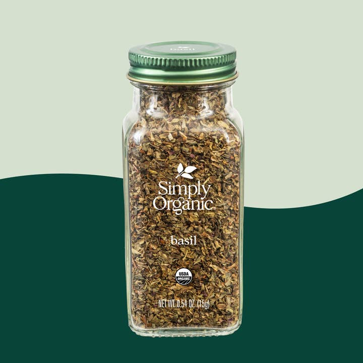 Pure Egyptian Basil Leaf, Certified Organic, Kosher, 0.54 Oz for wholesale by Simply Organic