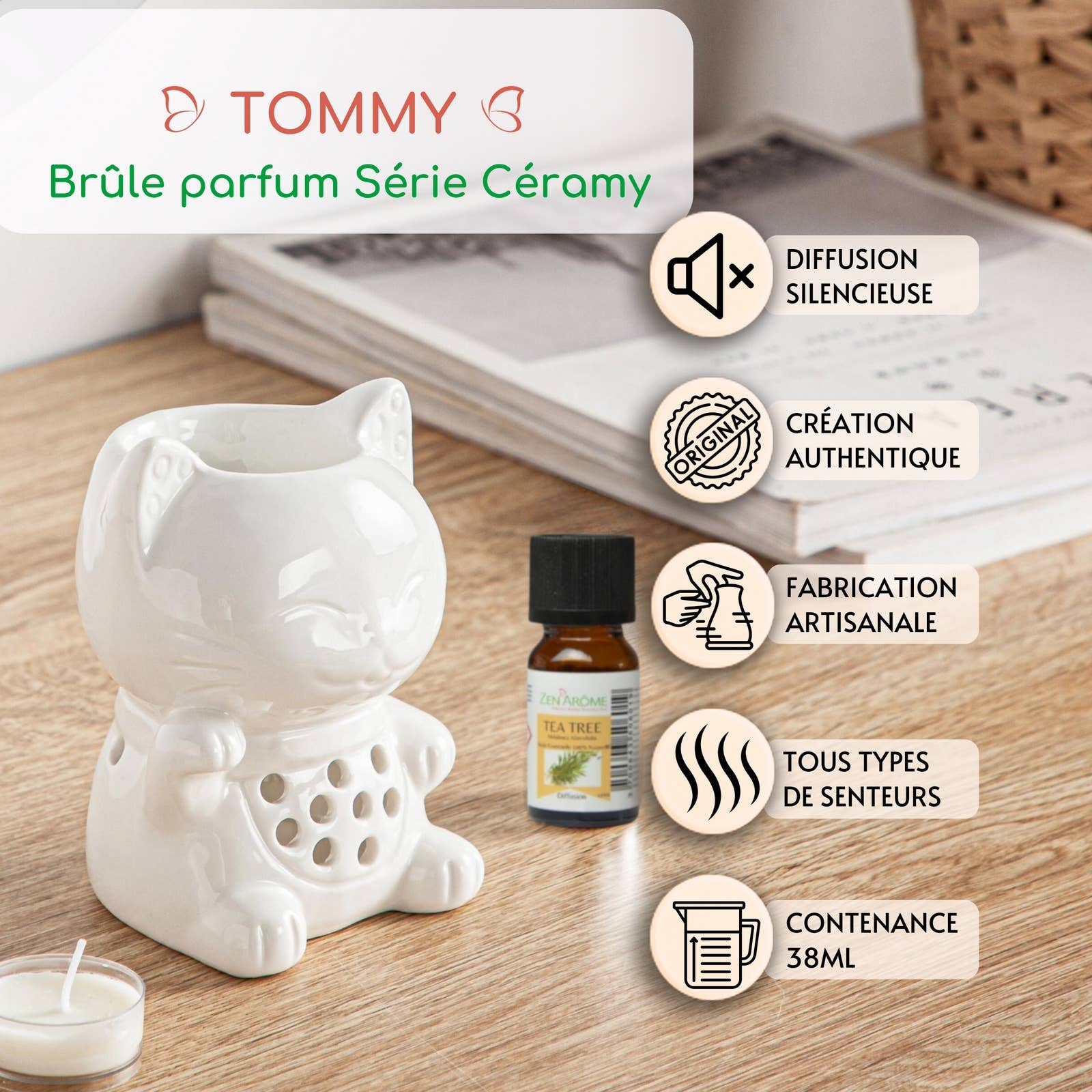 Zen'Arôme - Wholesale Oil Warmer - Ceramy Tommy the Cat Fragrance Burner – Melts Burner1