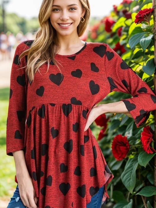 HEIMISH - Wholesale Tunic - Women's - ST1338-42 VALENTINE HEART BABYDOLL TOP8