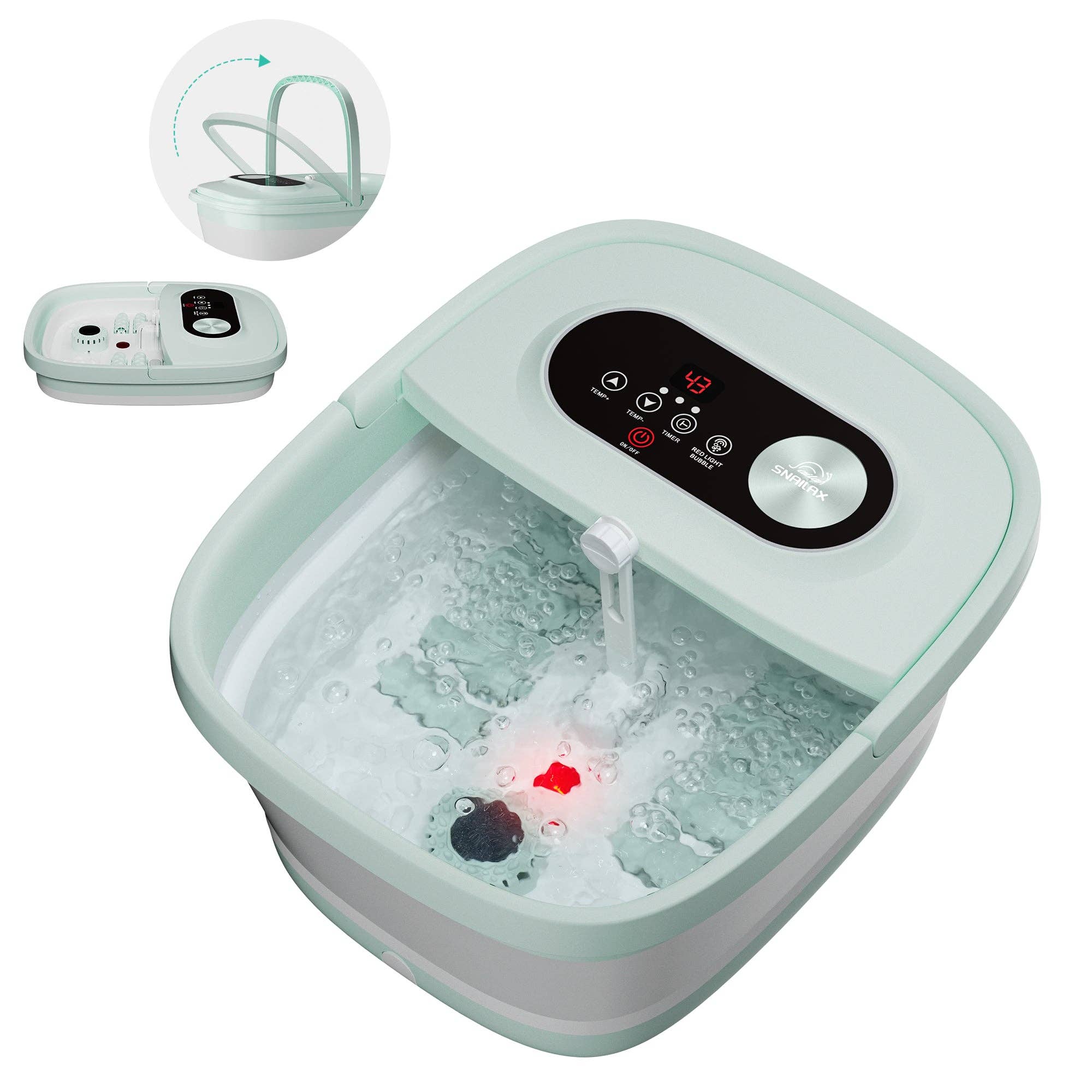 SNAILAX - Venta al por mayor Masajeador corporal - Spa para pies Snailax con calor, masajeador plegable con 8 rodillos y control de temperatura - 54068