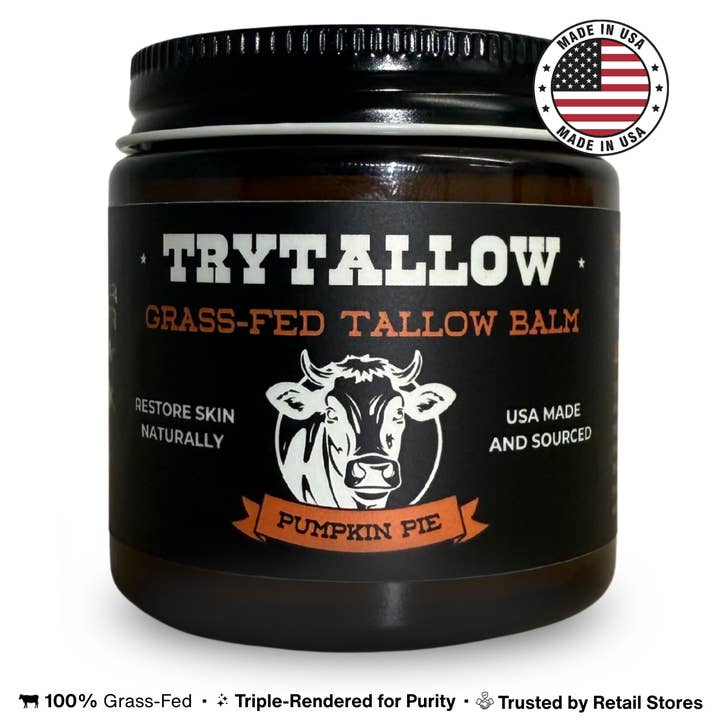 *KORT TID* TryTallow™️ Rynke- og Aknebekæmpende Tallow Balm 4oz (Duft af Græskartærte) for engroshandel hos TryTallow