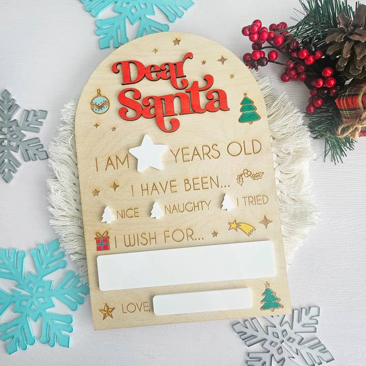 Dear Santa Christmas Wish Board Sign | Letter To Santa for wholesale by WhimsyLotus