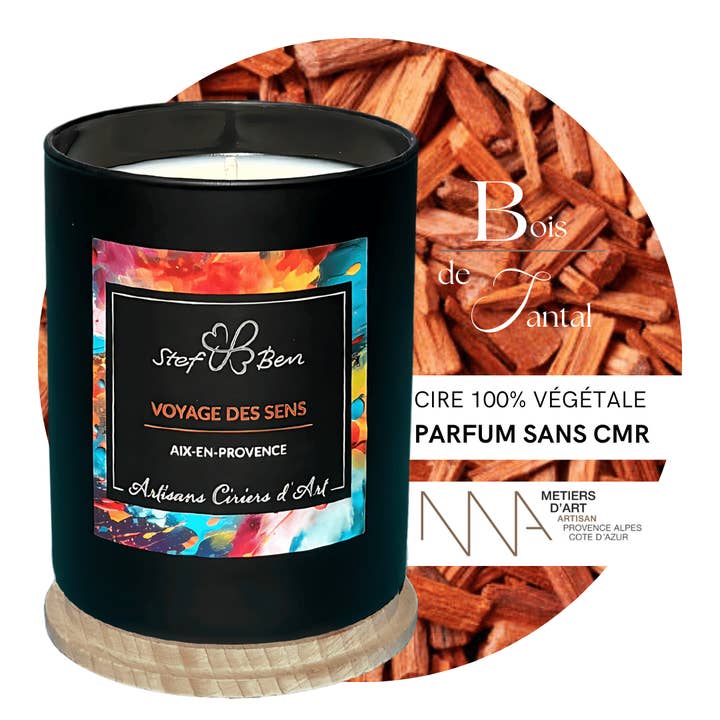 Handgegossene Duftkerze SANDALHOLZ für den Großhandel von Stef & Ben | S&B Provence