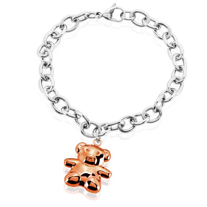 West Coast Jewelry - Wholesale Charm/Dangle Bracelet - Women's Stainless Steel Bear Charm Bracelet