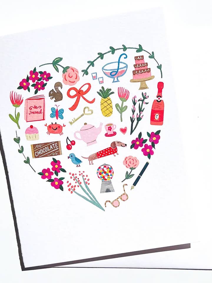 Carte Happy Heart Things pour la vente par Little Desk Drawer