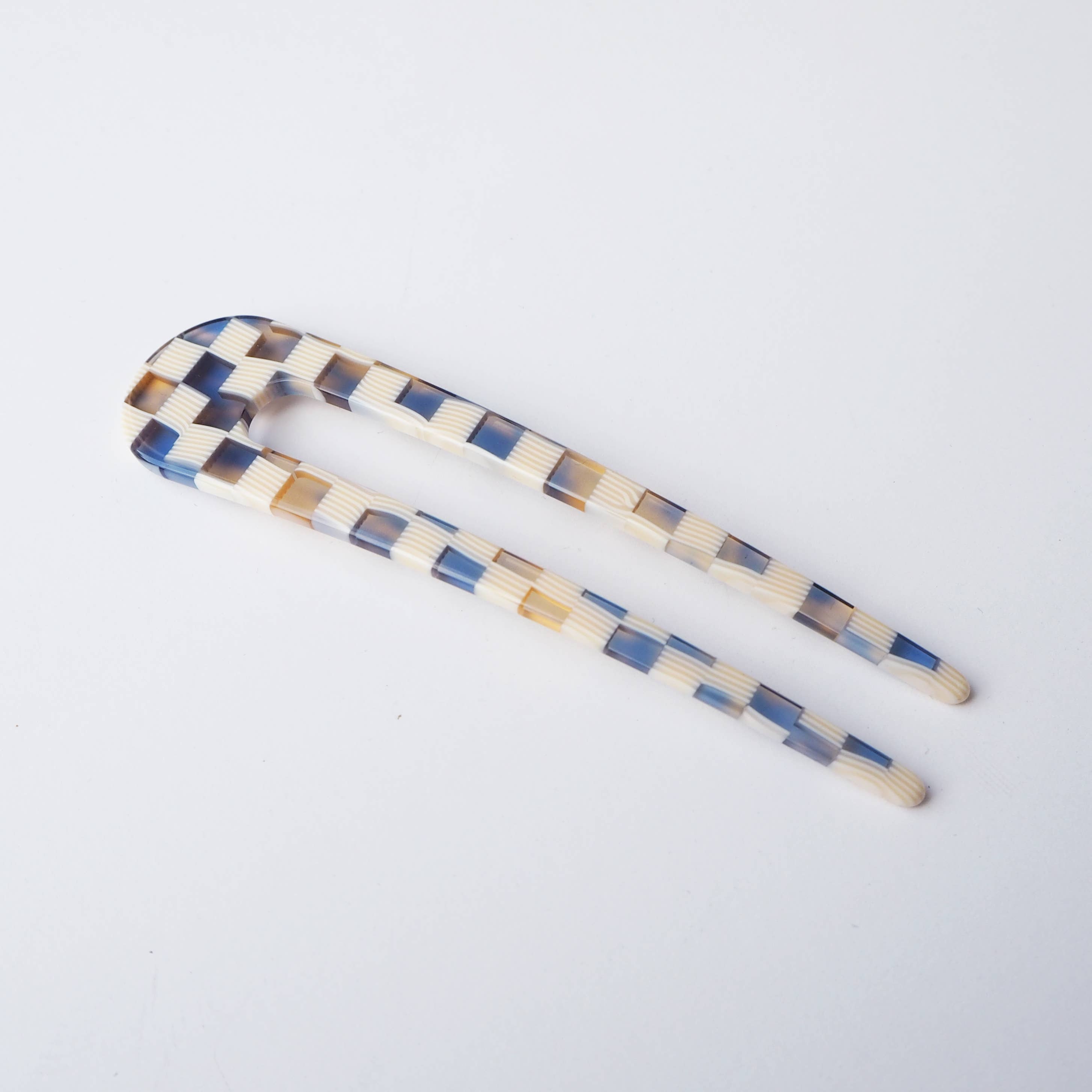 Custom Made - Wholesale Hair Pin - Ocean Checker Acetate Resin French Hair Pin6