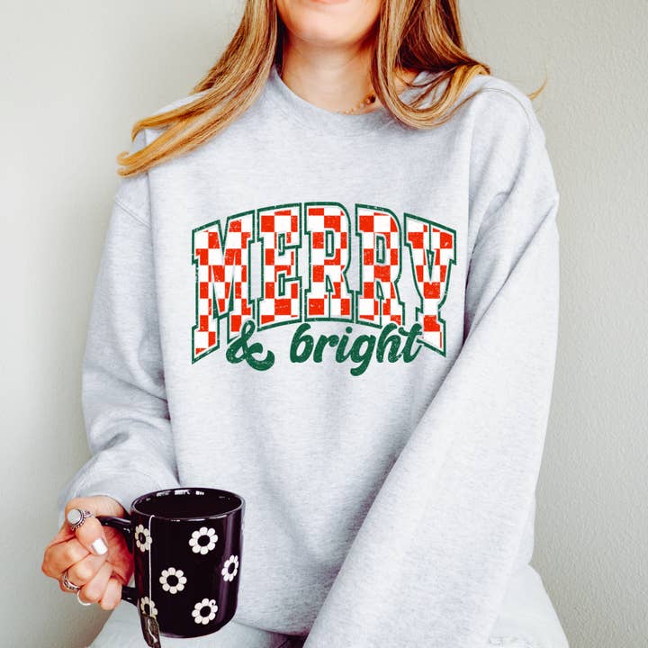 Retro Merry & Bright Sweatshirt for wholesale by Cozy Moon Co