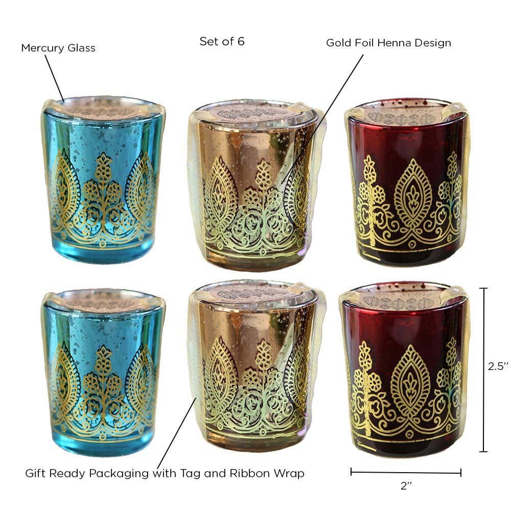 Kate Aspen - Vente Bougie votive - Votives au henné Indian Jewel - Assortiment (lot de 6)7