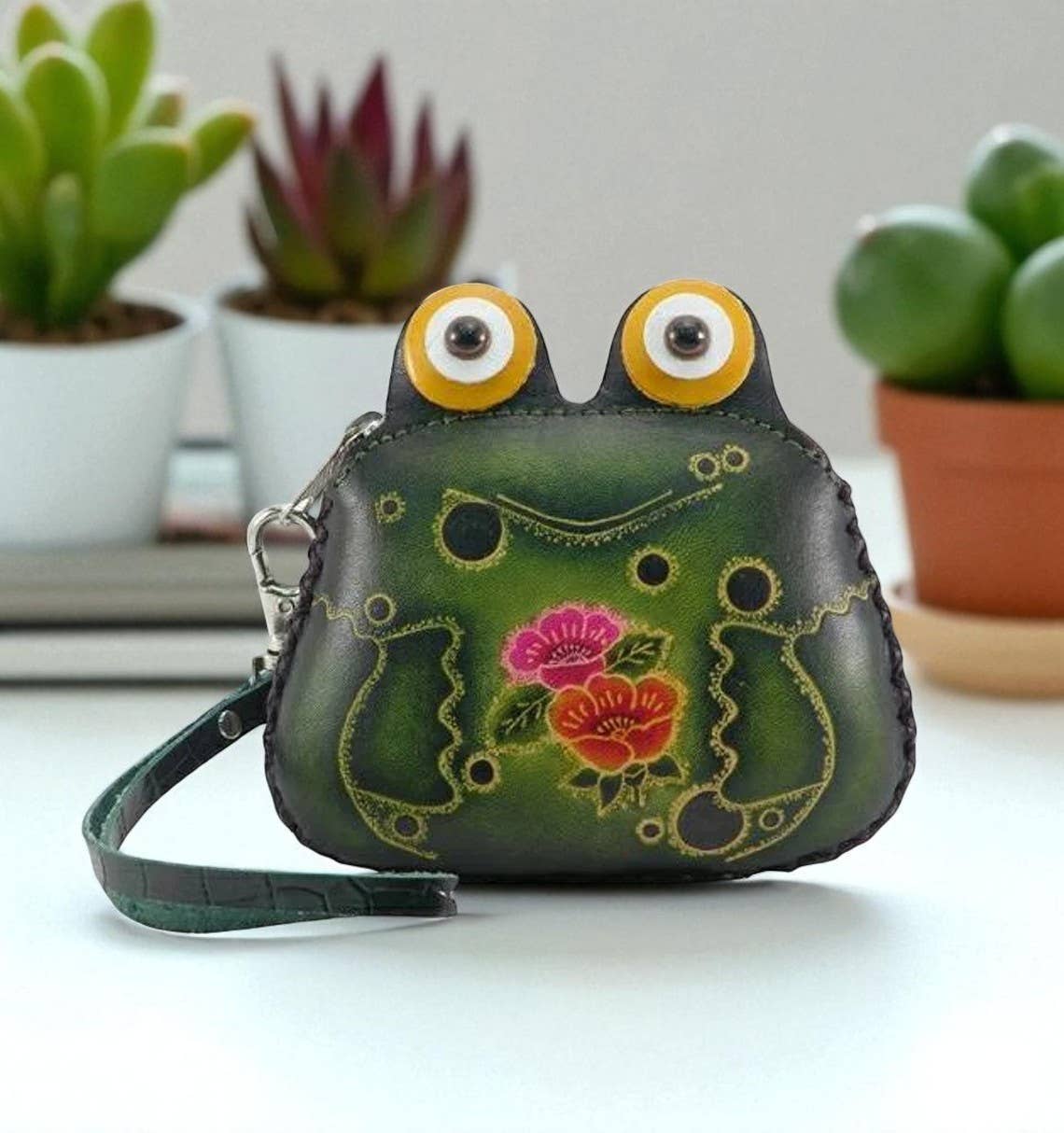 Sunflower Handmade leather inc - Wholesale Coin Purse - Women's - Frog Wristlet - E394 leather  coin purse wallet4
