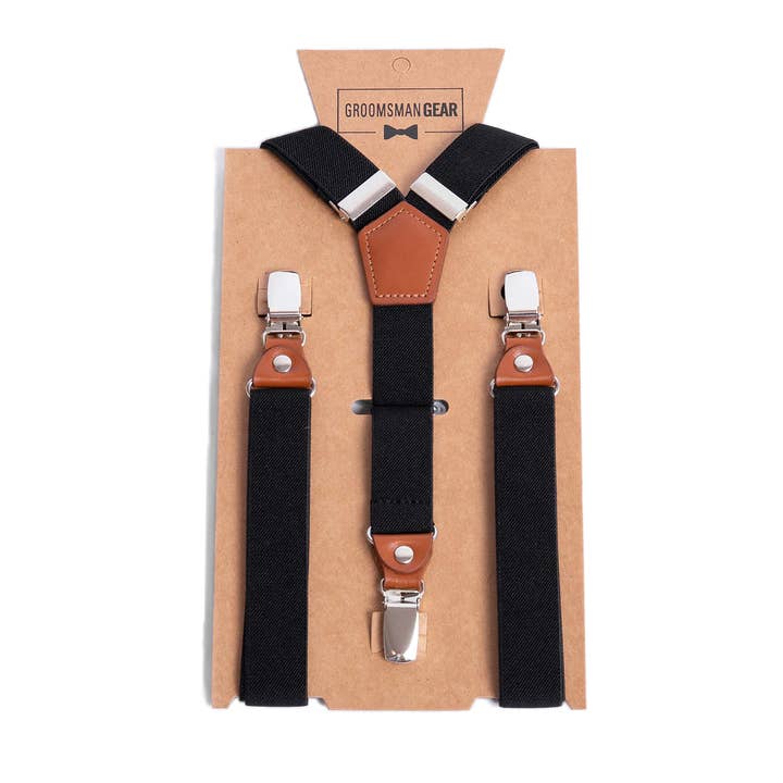 Kids Black Suspenders for wholesale by Groomsman Gear