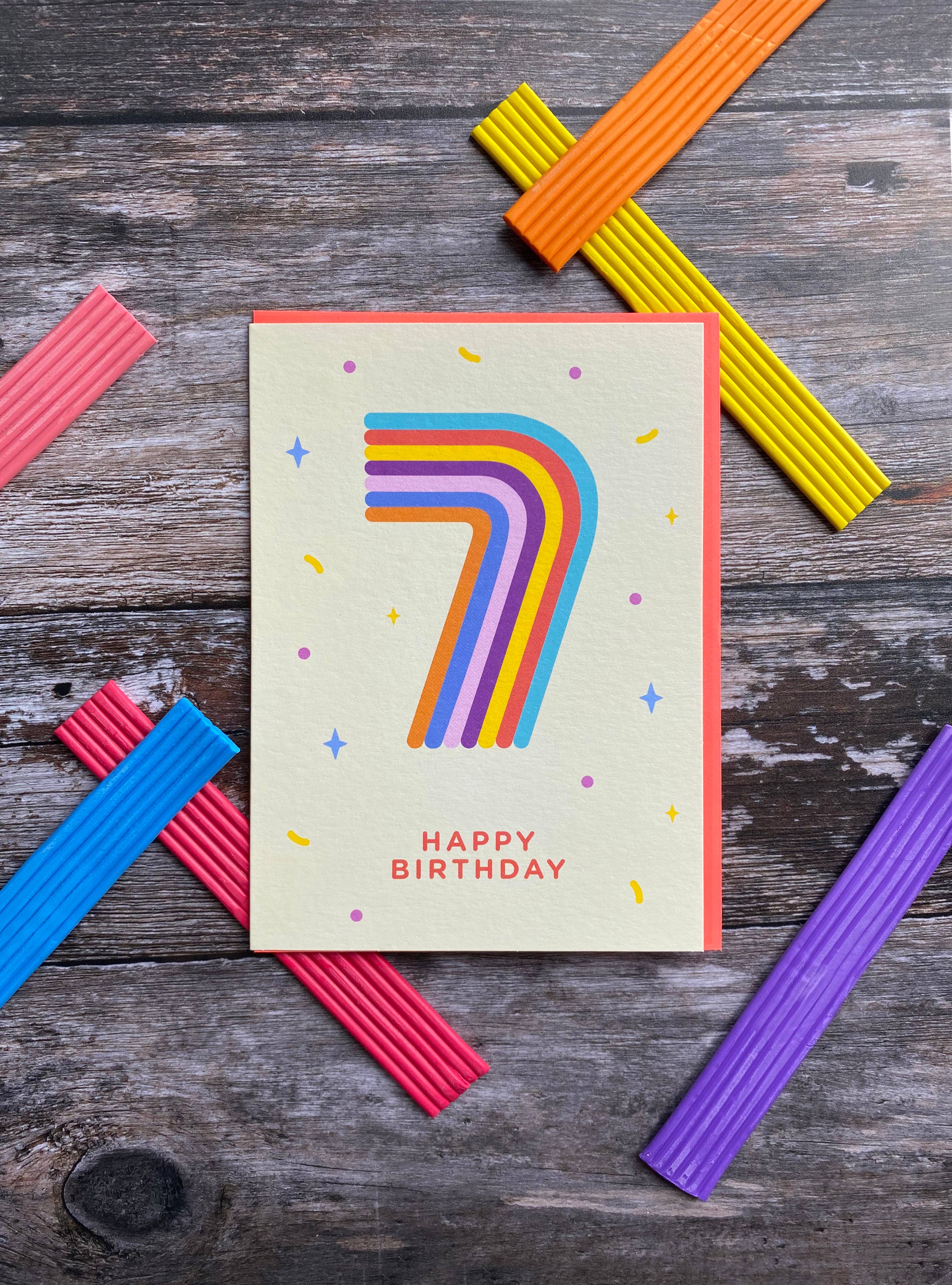 Heyyy Ltd – wholesale Birthday card – Tiny & Terrific - Age 7 Plasticine0