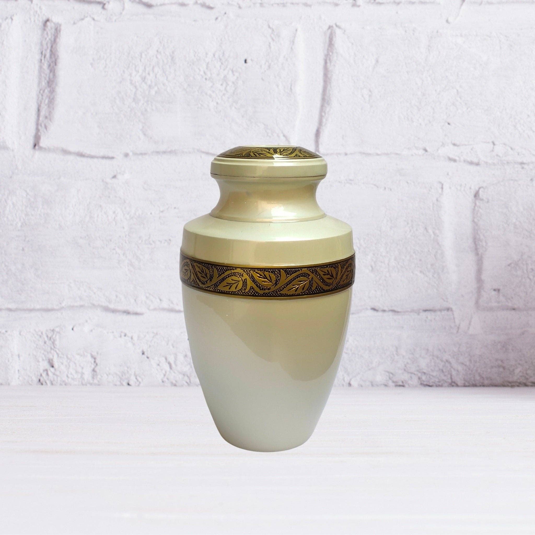 Plutus imports - Wholesale Urn - Leaves Metallic Finish Large Adult Cremation Urn15
