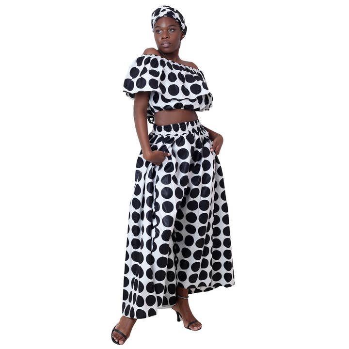 Women's Off Shoulder Crop Top with Pants Skirt -- FI-3012 for wholesale by African Stars