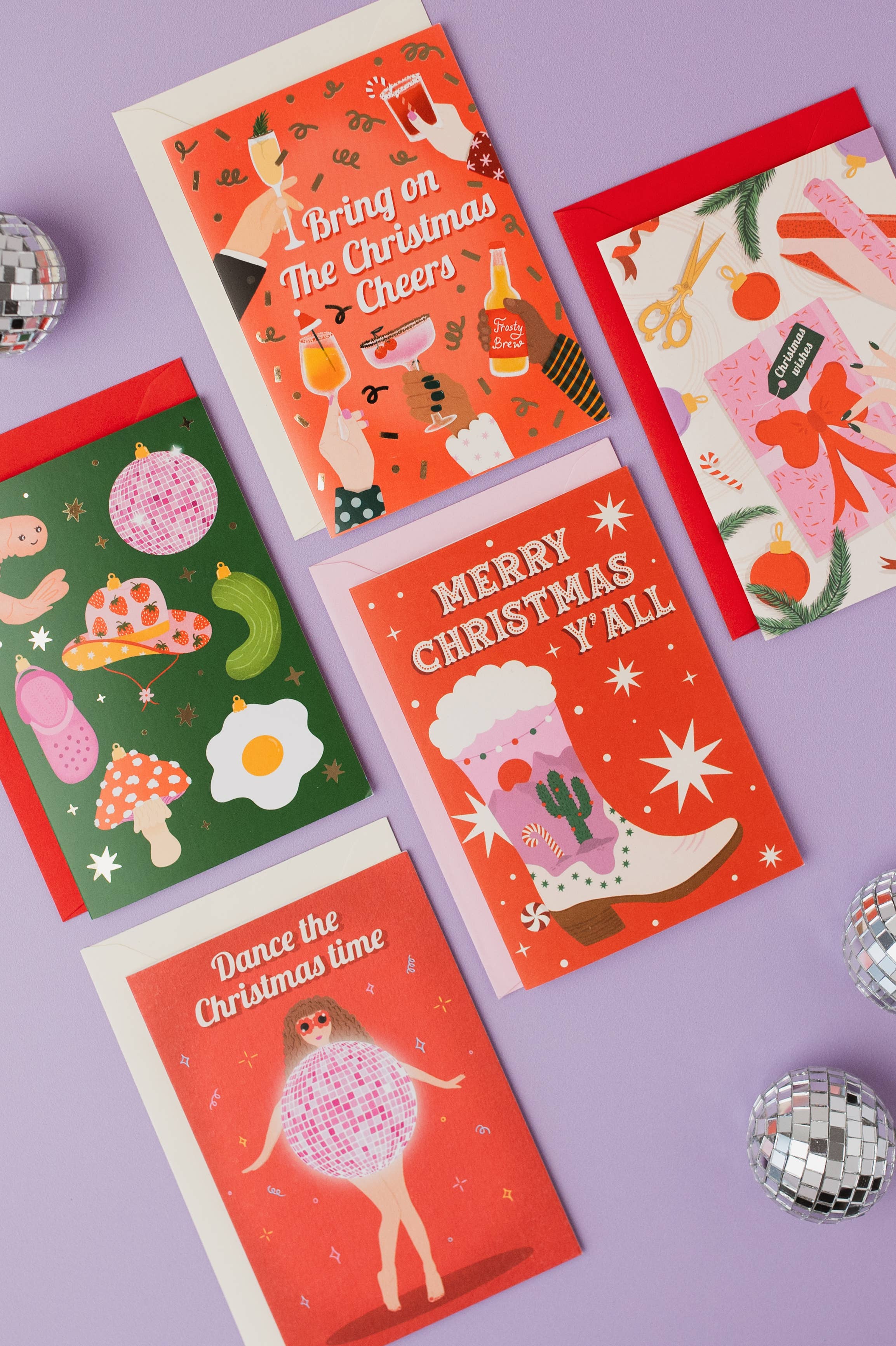 Tikkled Pink – Engroshandel Julekort – Glædelig jul Y'all-kort | Western Cowgirl feriekort3