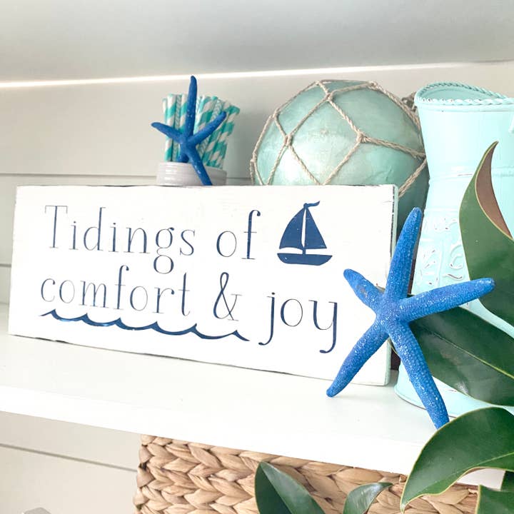 Tidings of comfort & joy Christmas Beach Sign, Nautical gift for wholesale by Anchored Soul Designs