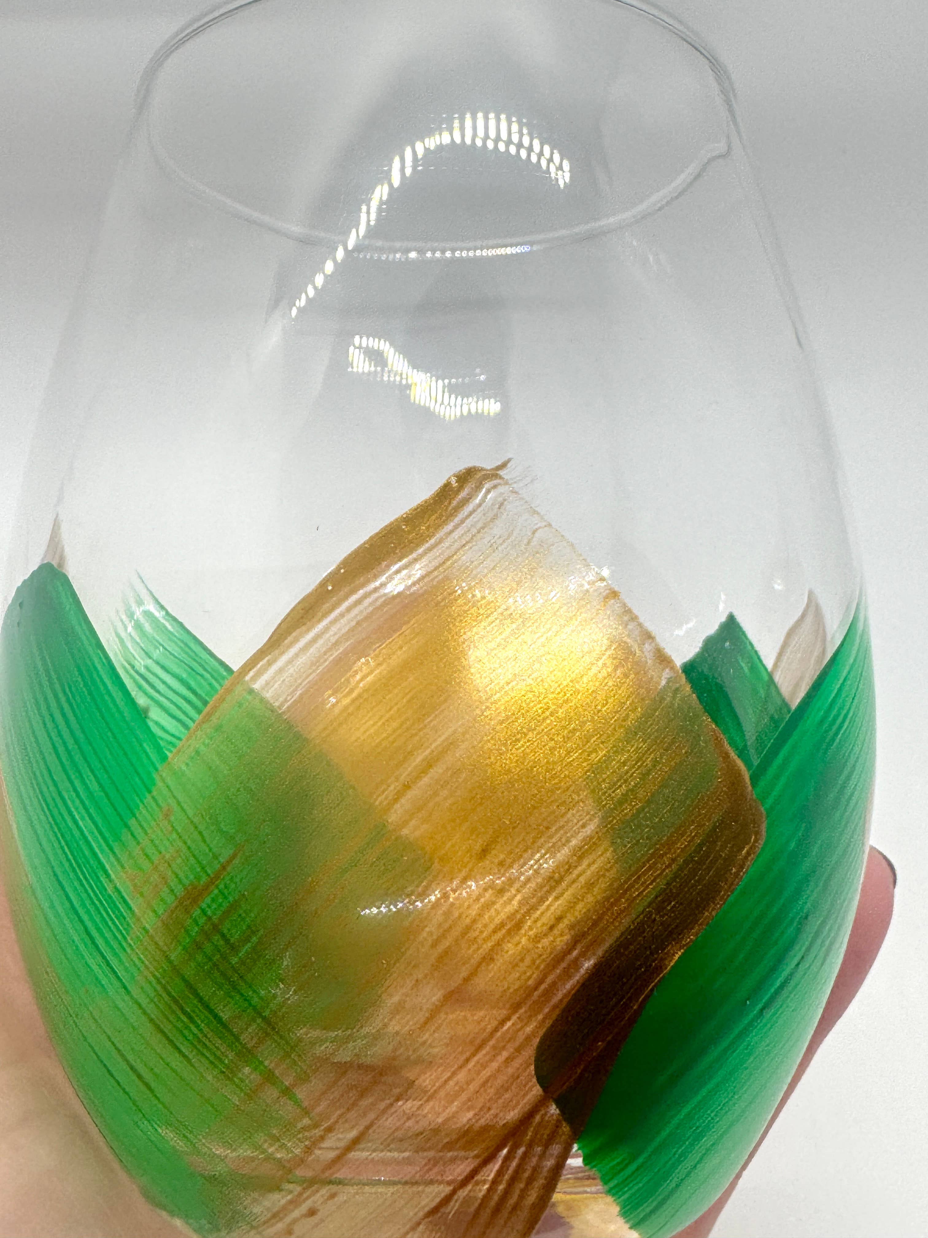 Heather Eck Artist LLC - Wholesale Wine Glass - Green Bay | U of OR | Baylor Bears | Wine Glass | Football1