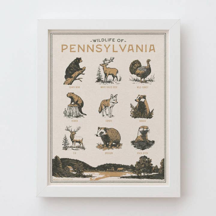 Pennsylvania Wildlife Print for wholesale by Benoit's Design Co.