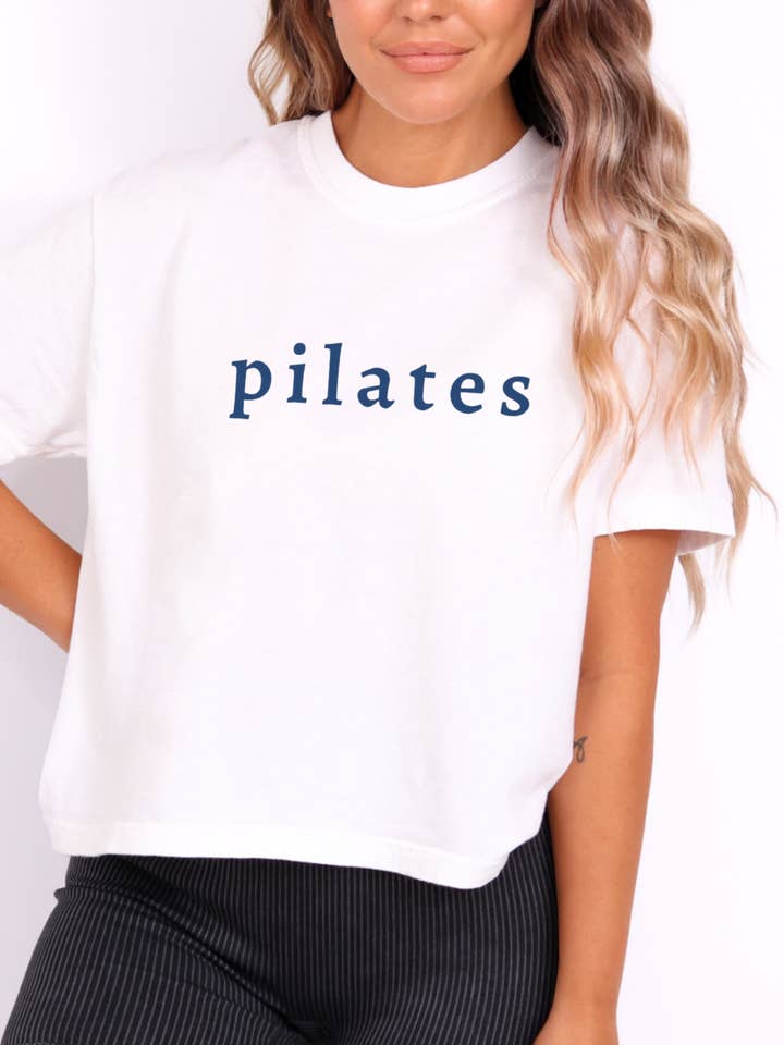 Pilates - Boxy Cropped Graphic Tee for wholesale by Desert Raine