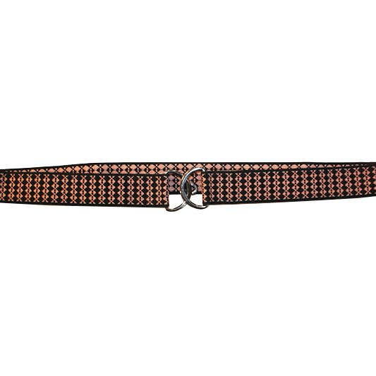 Mini Black Belt with Geometric Patterns in Salmon Tone for wholesale by Lara Moti