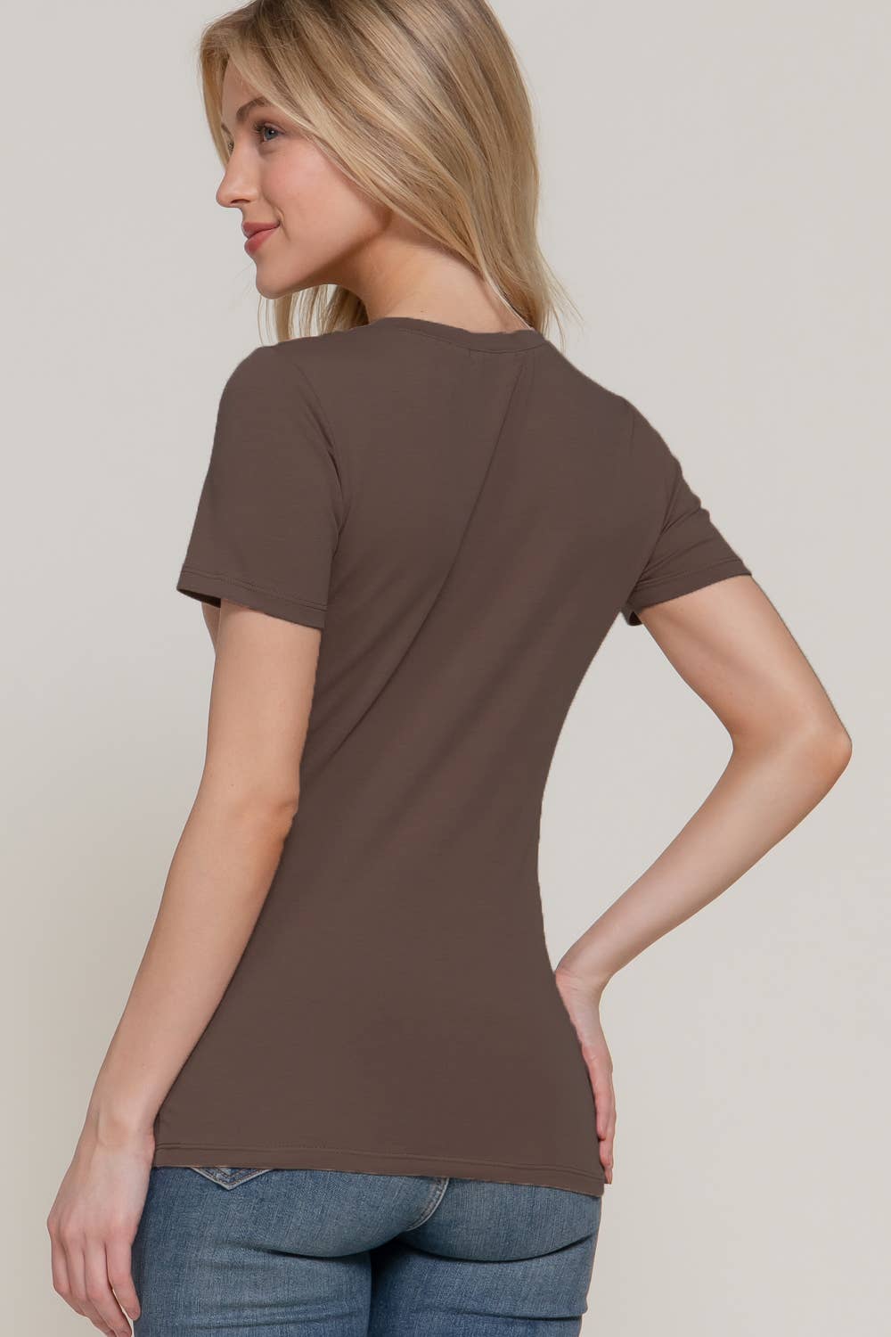 Active Basic | Active USA - Vente T-shirt – femme - Top en jersey de coton et élasthanne à manches courtes et col rond19