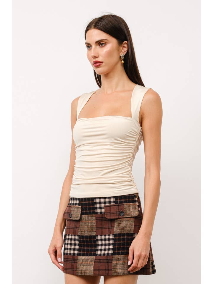 Blair Gathered Sleeveless Top - Ivory for wholesale on Faire