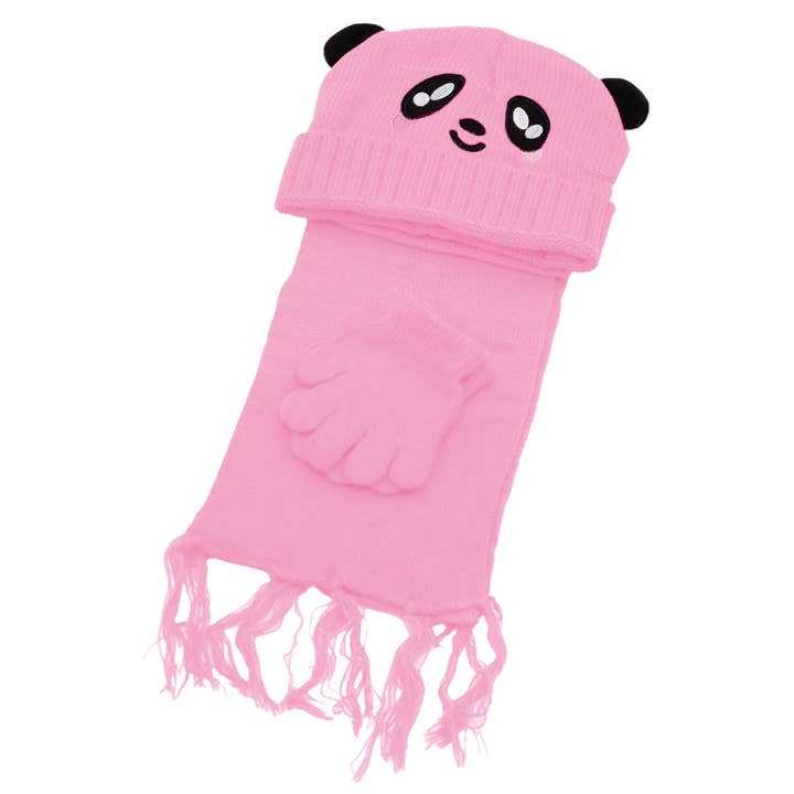 Cap Zone - Wholesale Winter accessory set – kids - Kids 3 Pcs Panda Beanie, Wrap Scarf, and Gloves5