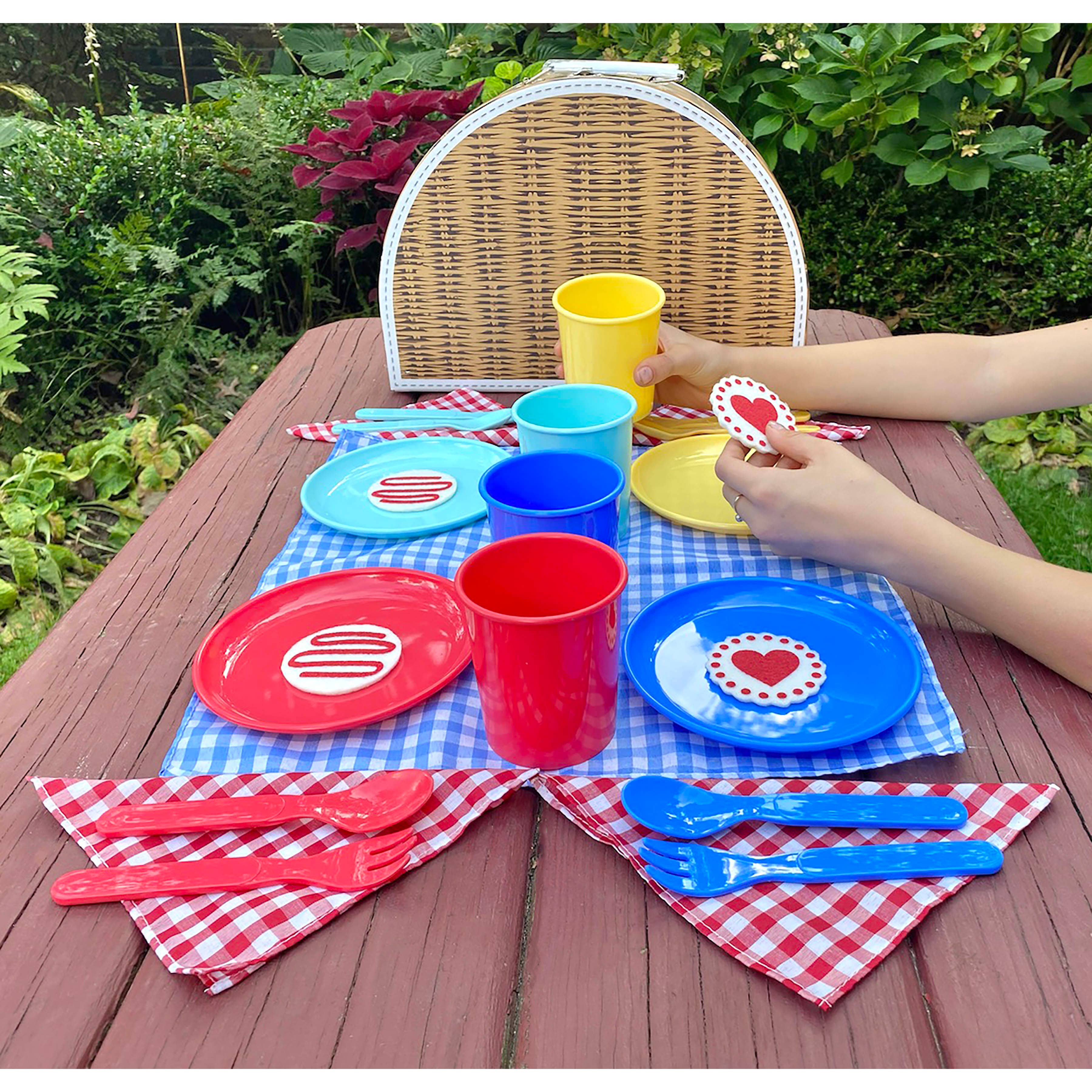 Bright Stripes - Wholesale Picnic Basket - Deluxe Picnic Set 25 Pieces in Carry Case-Primary4