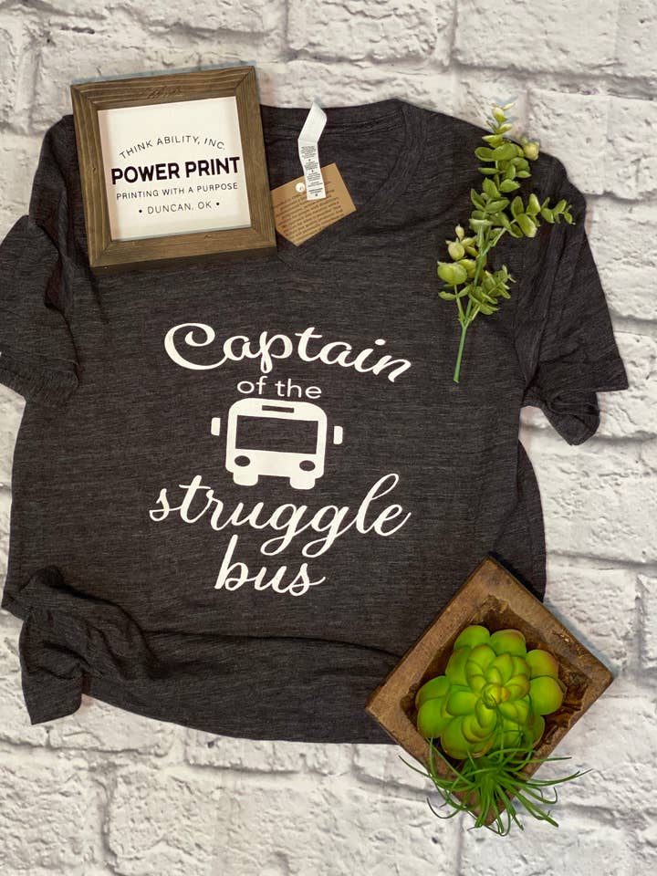 Captain of the Struggle Bus - Short Sleeve Crew Tee for wholesale by Think Ability Inc. - Power Print