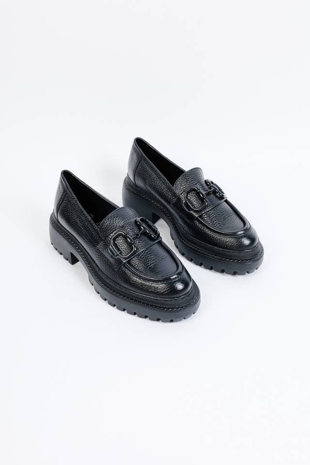 KMB Shoes - Wholesale Loafers – Women's - JANE BLACK- Extra Light Snaffle Lug Sole Loafer