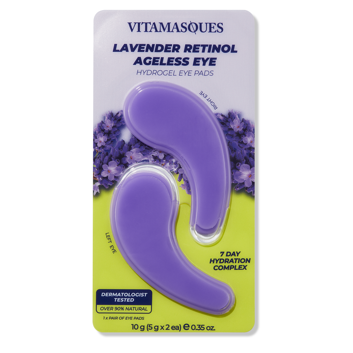 Vitamasques US - Vente Masques de traitement yeux - COUSSINETS POUR LES YEUX EN HYDROGEL ANTI-ÂGE À LA LAVANDE ET AU RÉTINOL4