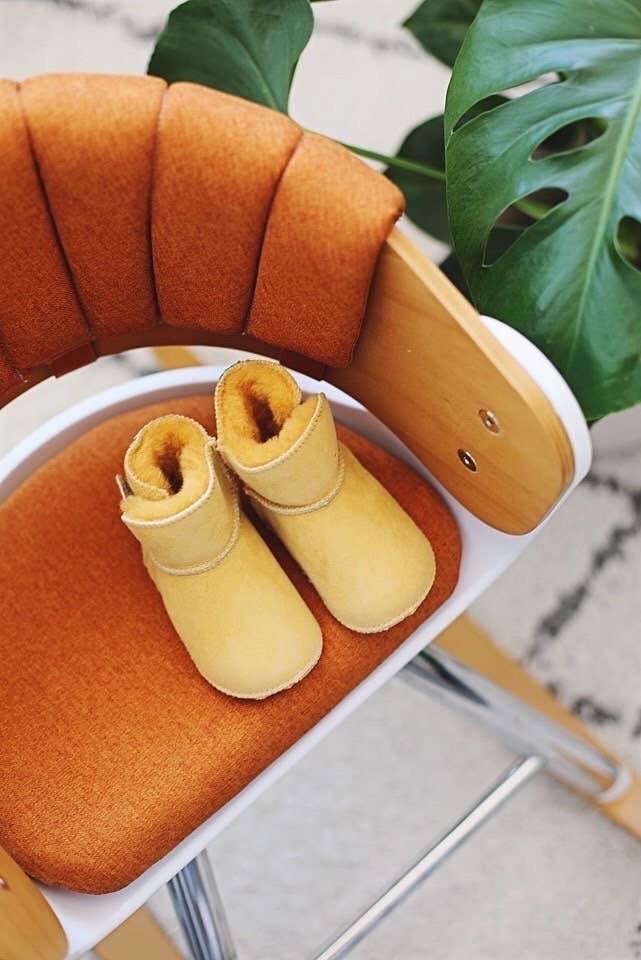 Sheepers - Wholesale Booties – Baby - Mustard Sheepskin Baby Booties Gift Set