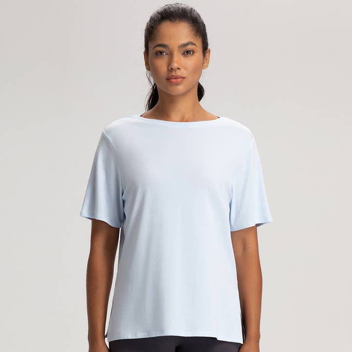 Sodalemon - Wholesale Athletic Top - Women's - Women Loose Quick-Dry Breathable Round-Neck Yoga T-Shirt3