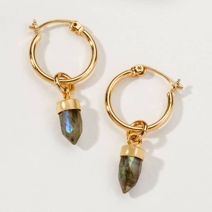 Luna Norte - Vente Petits anneaux - Mini-créoles Créoles Point - Labradorite0