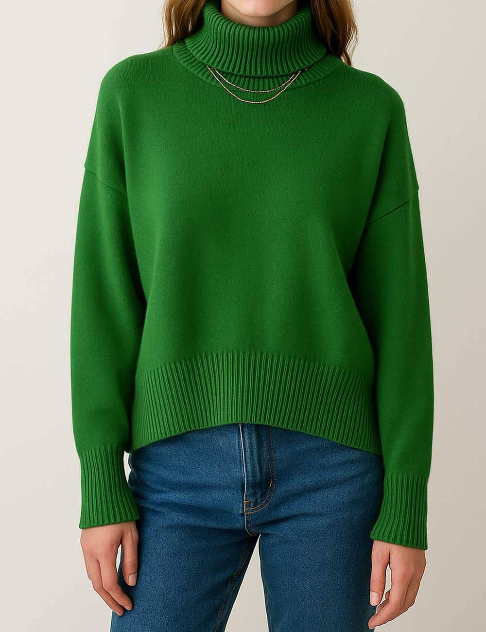 Sweetkama - Venta al por mayor Jersey de punto - Mujer - Suéter de punto para mujer con cuello alto y color sólido 560517