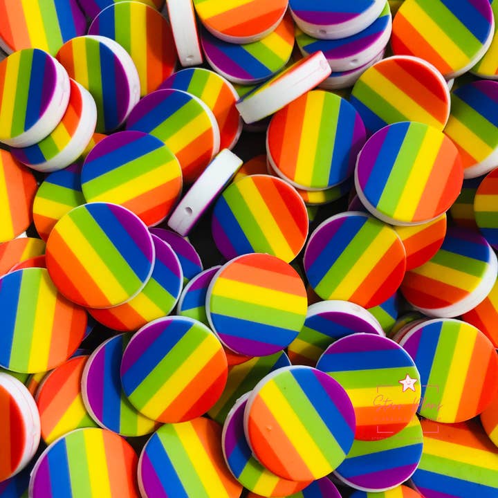 Starr Plans - Wholesale Beads - Rainbow Pride Flag || Silicone Focal Bead