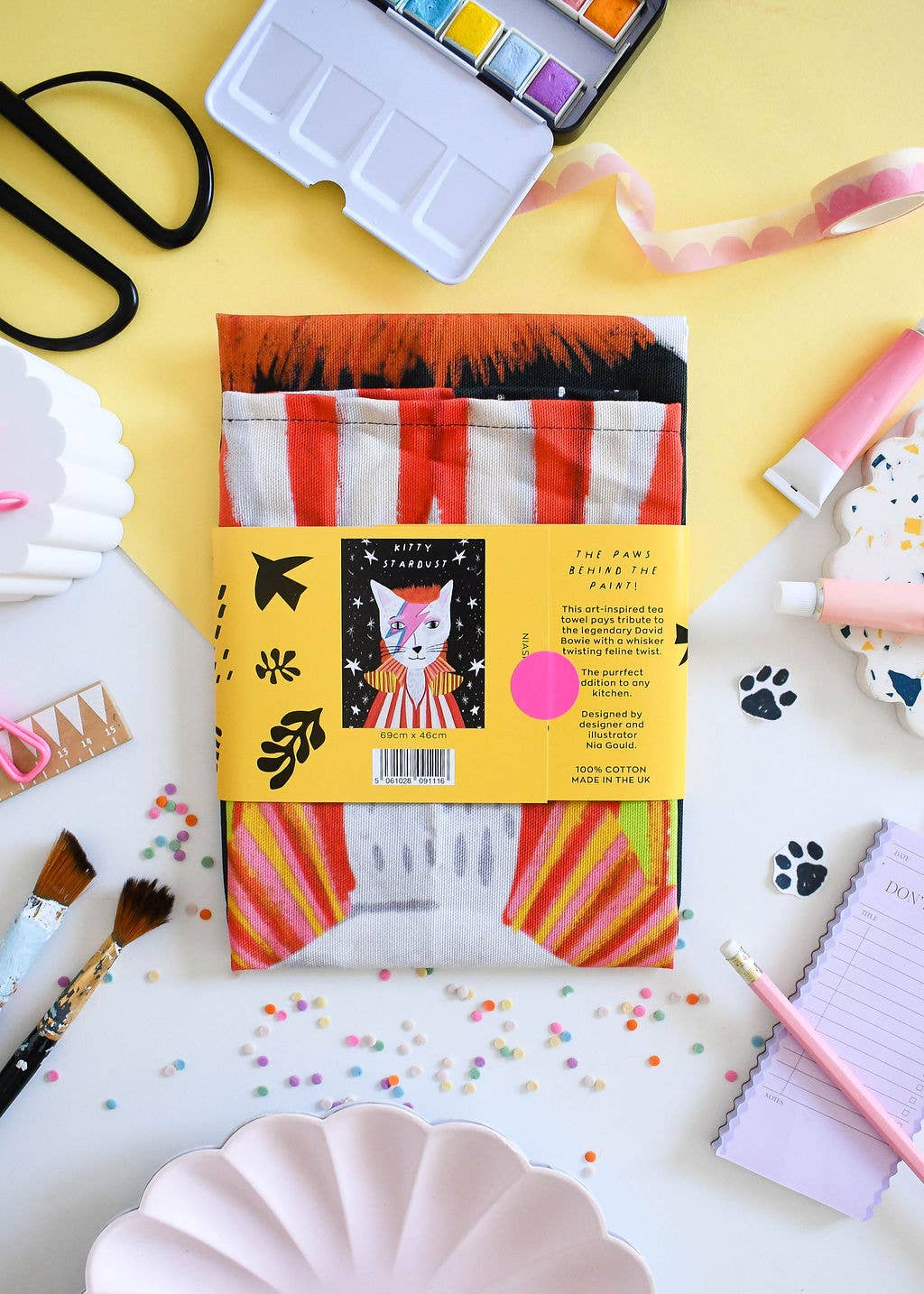 Niaski - Feline Fine Art (USA DUTIES PAID) – wholesale Tea towel – Kitty Stardust Cat Tea Towel5