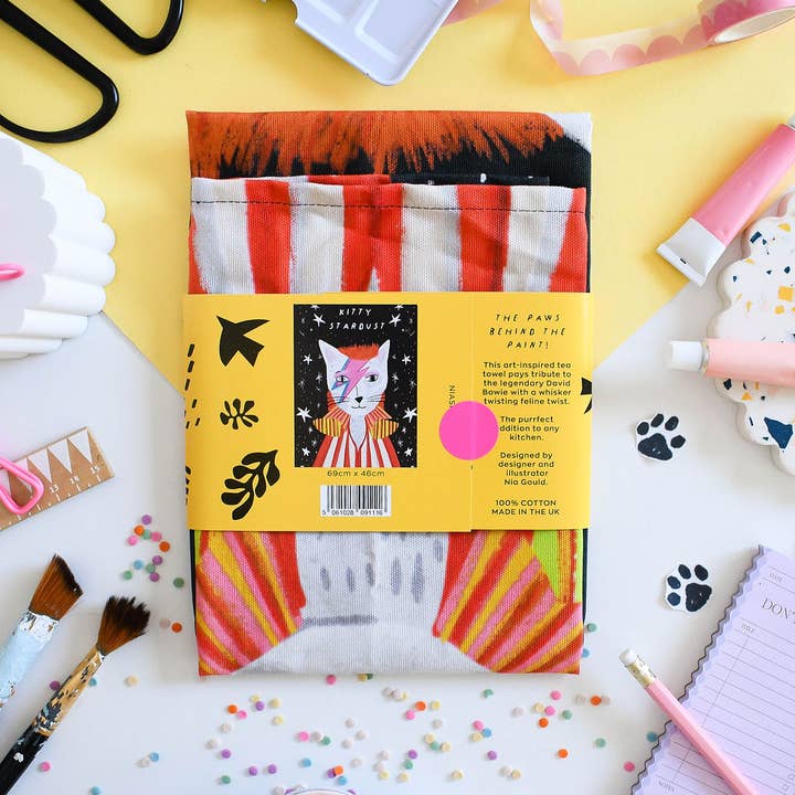 Niaski - Feline Fine Art (USA DUTIES PAID) – wholesale Tea towel – Kitty Stardust Cat Tea Towel5