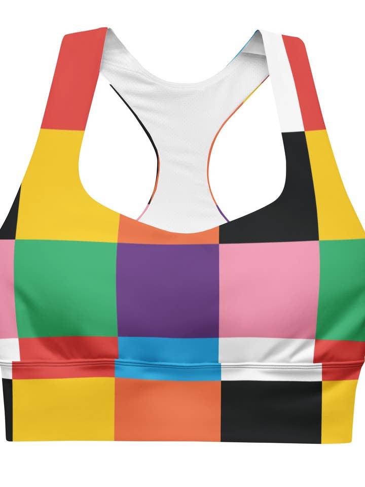 Brassière de sport MONICA carrés for wholesale by Léopoldine Chateau