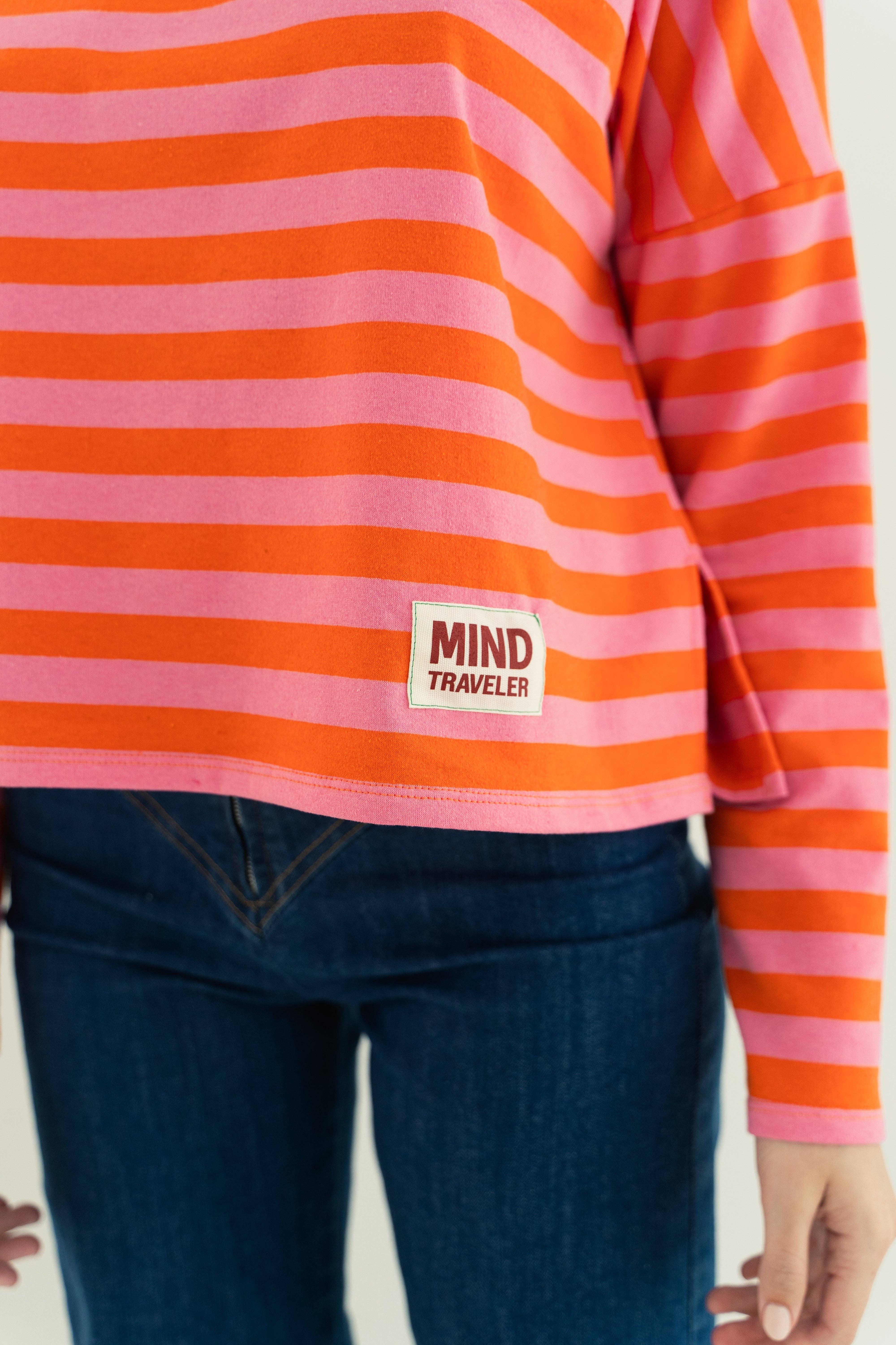 MindTraveler - Vente T-shirt – femme - T-shirt orange Núria à manches longues3