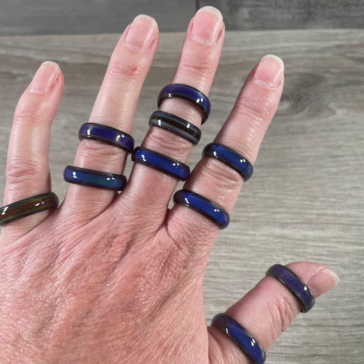 Keystone Crystals - Wholesale Band/Stacked Ring - Stainless Steel Ring Mood Changing5