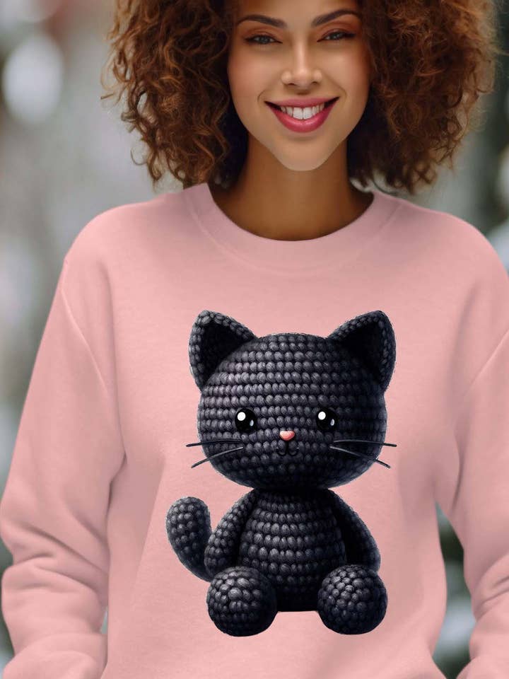 hæklet Sort kat - Rundhalset Sweatshirt til Kvinder for engroshandel hos IALD