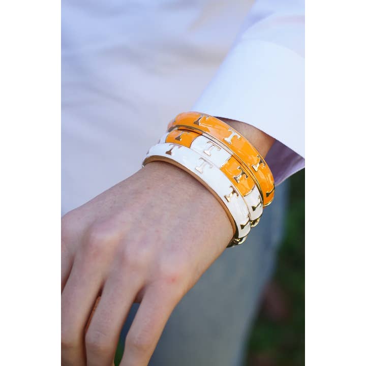 Orange Tennessee Vols Sculpted Enamel Checkered Hinge Bangle for wholesale on Faire1