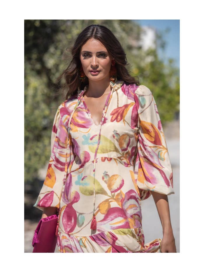 REF CREAM BOHO SUNSET & MOON DRESS for wholesale on Faire