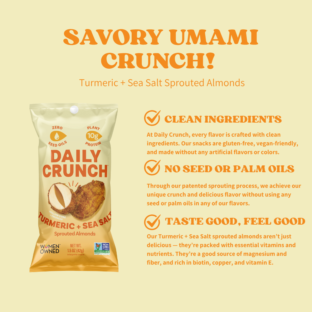 Daily Crunch - Wholesale Nuts - Turmeric + Sea Salt Sprouted Almonds, 1.5oz Single Serve4
